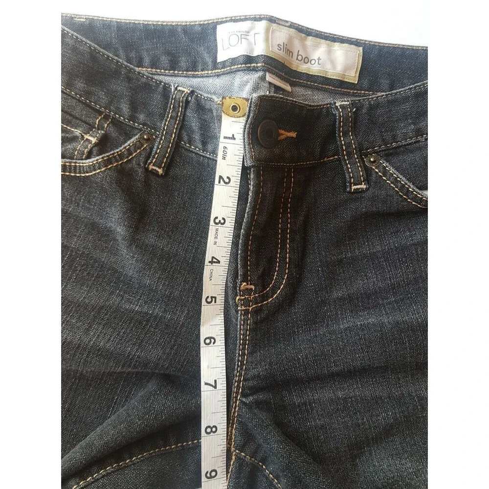 Loft Size 6 Jeans Boot Slim Gray Cotton Spandex Gray Zipper Inseam 31 Mid Womens